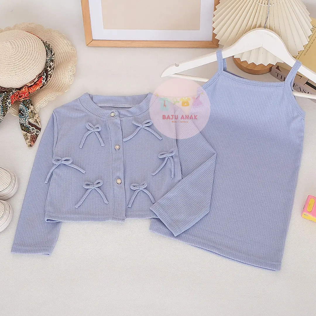 Baju Anak Perempuan - READY STOCK Dress Fashion Daily Anak Perempuan Villy 2in1 Dress + Outer / Oneset Anak Perempuan Terlaris