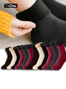 Calcetines de invierno para mujer con forro de vellón grueso, Calcetines cálidos para la nieve a media pantorrilla, Calcetines antideslizantes para el piso, Paquete de 4 pares, Calzado para clima frío