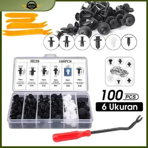 [Meta] Baut Rivet Universal Klip Bumper Mobil 100PCS Baut Rivet Serbaguna Plastik Bemper Clip 6 Ukuran Berbeda untuk Fender Bumper Pintu Side Skirt Baut Ekspansi Mobil Serbagun