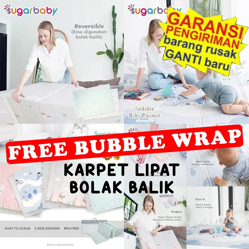 Sugarbaby Foldable Baby Playmat (Nature Series) Karpet Biru Pink Bayi Baru lahir Karpet Lipat playmat lipat playgym lantai