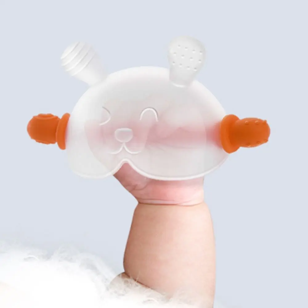Cute Silicone Teether Gloves Rrabbit Washable Hand Teether Training Grip Portable Kids Teething Toys For Infant
