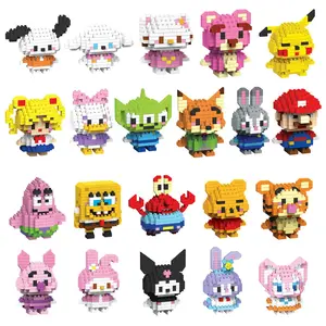 GROSIR Mainan Anak Puzzle Balok Susun Mainan Edukasi Anak-anak DIY Mini Blok Bangunan Karakter Kartun Lucu 3D Bricks Toys
