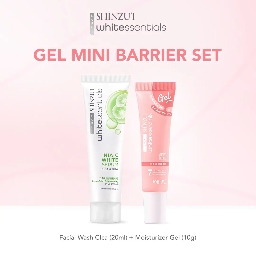 Shinzui Whitessentials Gel Mini Barrier Set (Moisturizer Gel 10 gr, Facial Wash Cica 20 ml) - Skincare