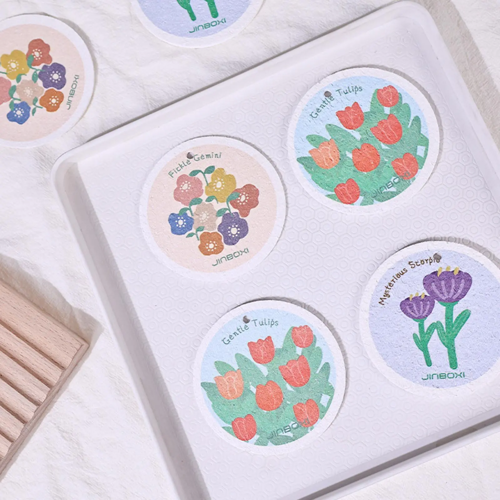 10pcs Wood Pulp Sponge Dishwashing Cloth Cartoon Printing Dishwash Water-absorbent Cloth Kitchen Sponge Dishwashing Cloth