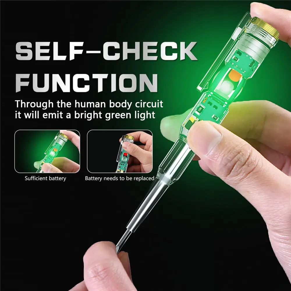 AC70-250V Intelligent Voltage Circuit Tester Pen Screwdriver Electric Test Detector Slotted Screwdriver Test Pen with Buzzer