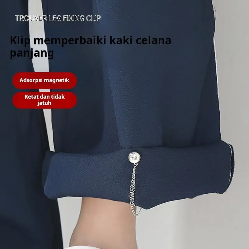 Kancing magnet kaki celana panjang anti-seret kancing magnet logam manset kancing tanpa jahit panjang kaki celana panjang mengubah tombol magnet tetap pendek