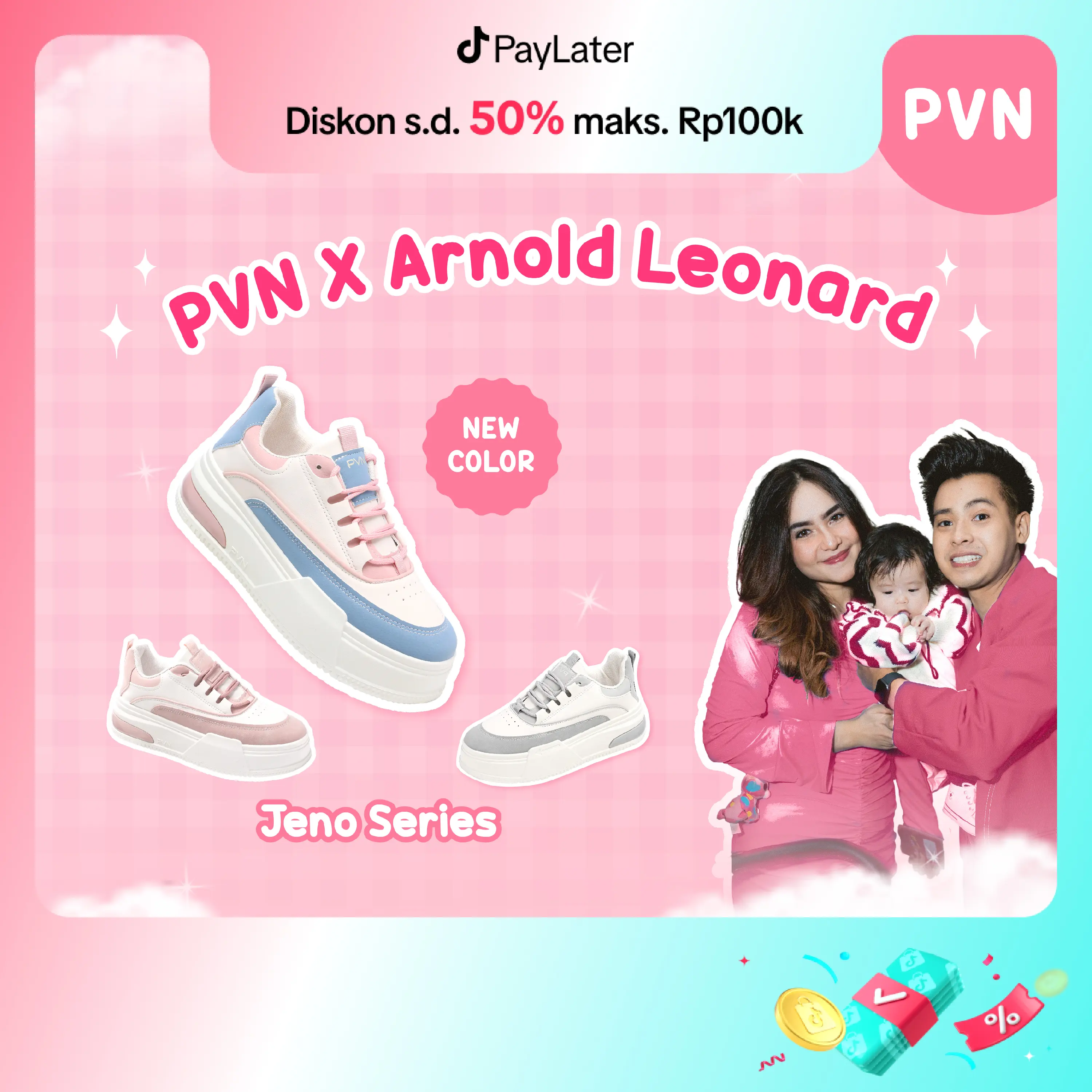 [PVN X ARNOLD] PVN Jeno Sepatu Sneakers Wanita Shoes Cream 438