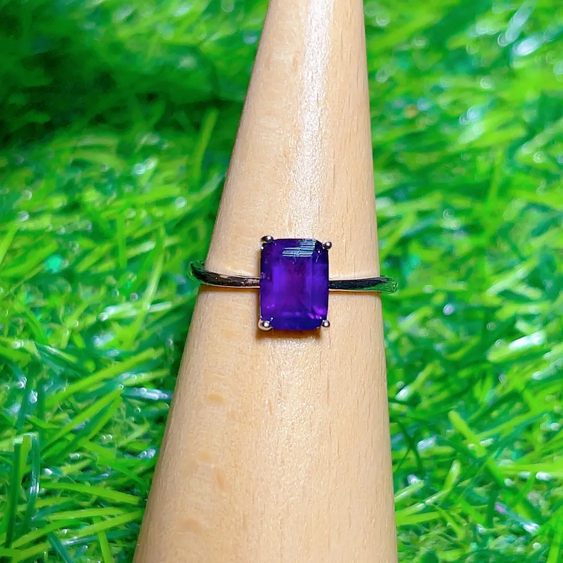 AR01 the collection of Amethyst ring February birthstone adjustable size copper setting silver plated wholesale price