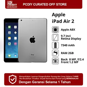 [Bekas] iPad Air 2 Apple Original  - PROMO TERMURAH! Bisa COD + Garansi 7 Hari Tanpa Alasan. Jaminan Produk Ori & Support Versi iOS Tertinggi (iPadOS 15).