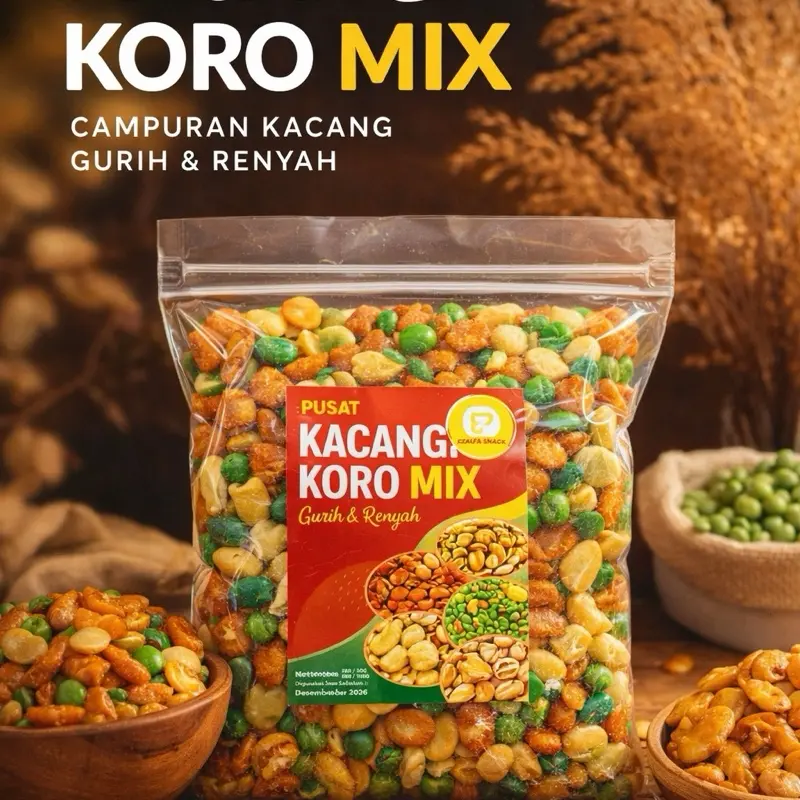 Kacang Koro Polong Mix Snack. Cemilan Makanan Ringan Camilan Food