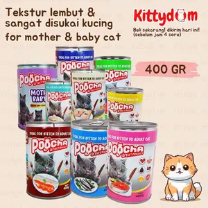 KITTYDOM Poocha Kaleng 400 Gr Makanan Snack Kucing Wet Cat Premium Pakan Kucing Basah Anak Kucing Dewasa Cat Treats Cat Creamy Liquid Cemilan Kucing Kitten Anabul