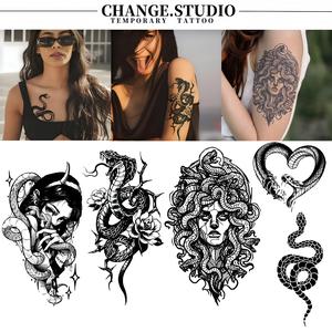 รอยสักชั่วคราว ชุดงู ติดทนนาน 15 วัน กันน้ำและทนต่อการสึกหรอ สติ๊กเกอร์รอยสัก