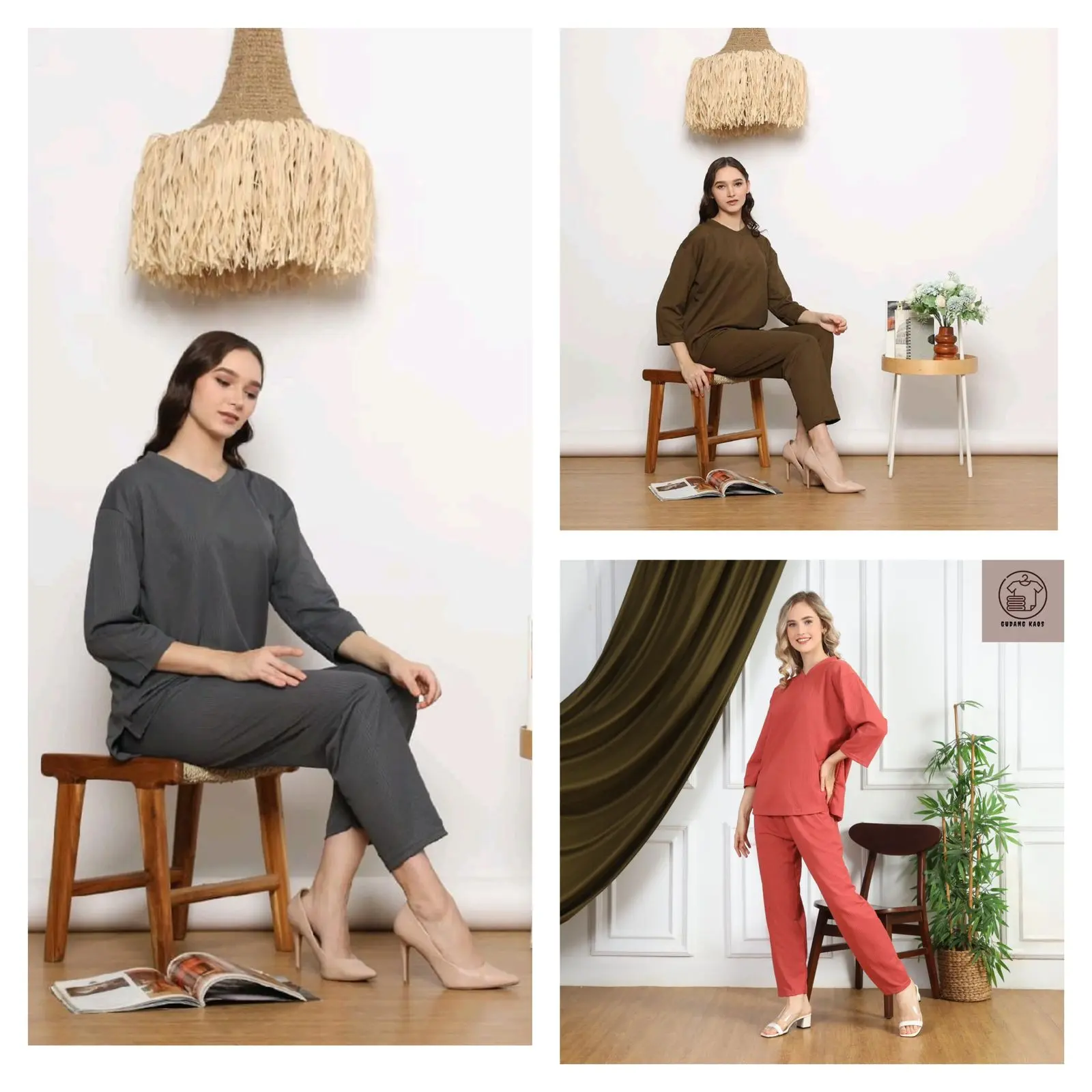 [HOT!] PAKET HEMAT  3 SETELAN POLOS KNIT WANITA (UKURAN HANYA XL) ,RANDOM BEDA WARNA