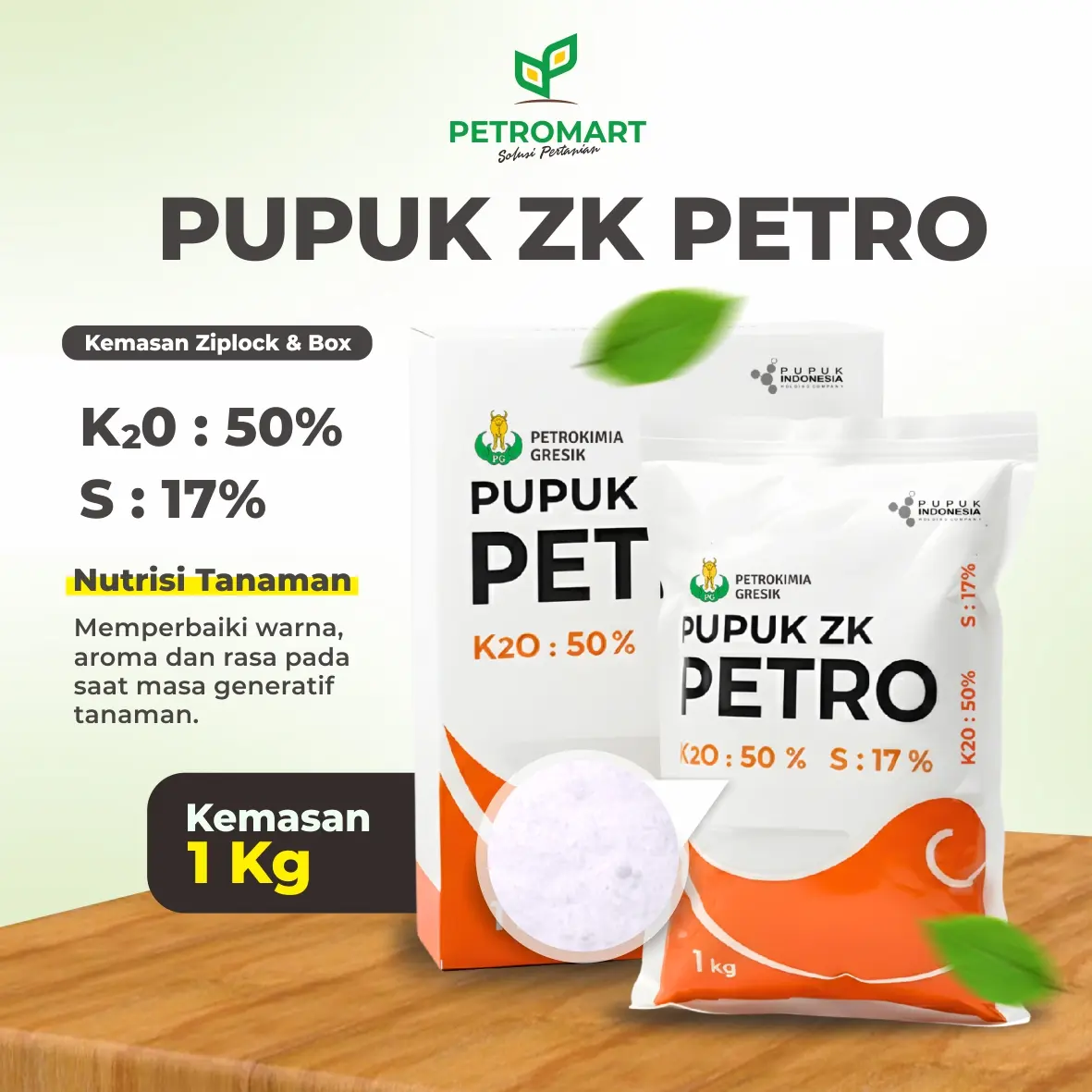 Petrokimia Gresik | ZK Petro | Kemasan Box| Pupuk Kalium Tinggi | Meningkatkan Kualitas Buah dan Panen | Berat 1 Kg