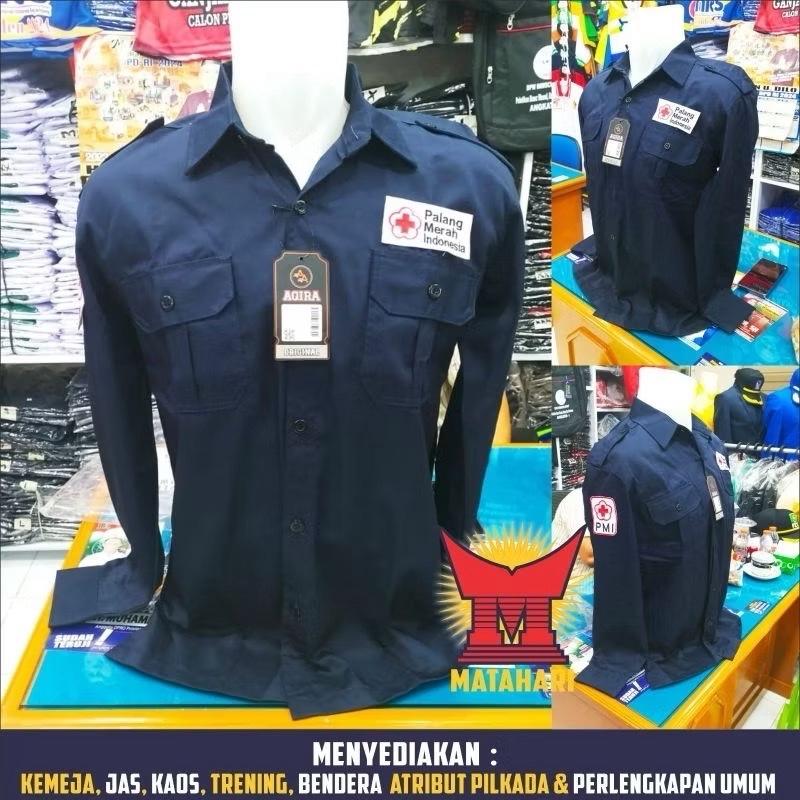KEMEJA PDH PMI PMR KEMEJA MERAH Kerah Panjang Atasan Pria Wanita Cowok Baju