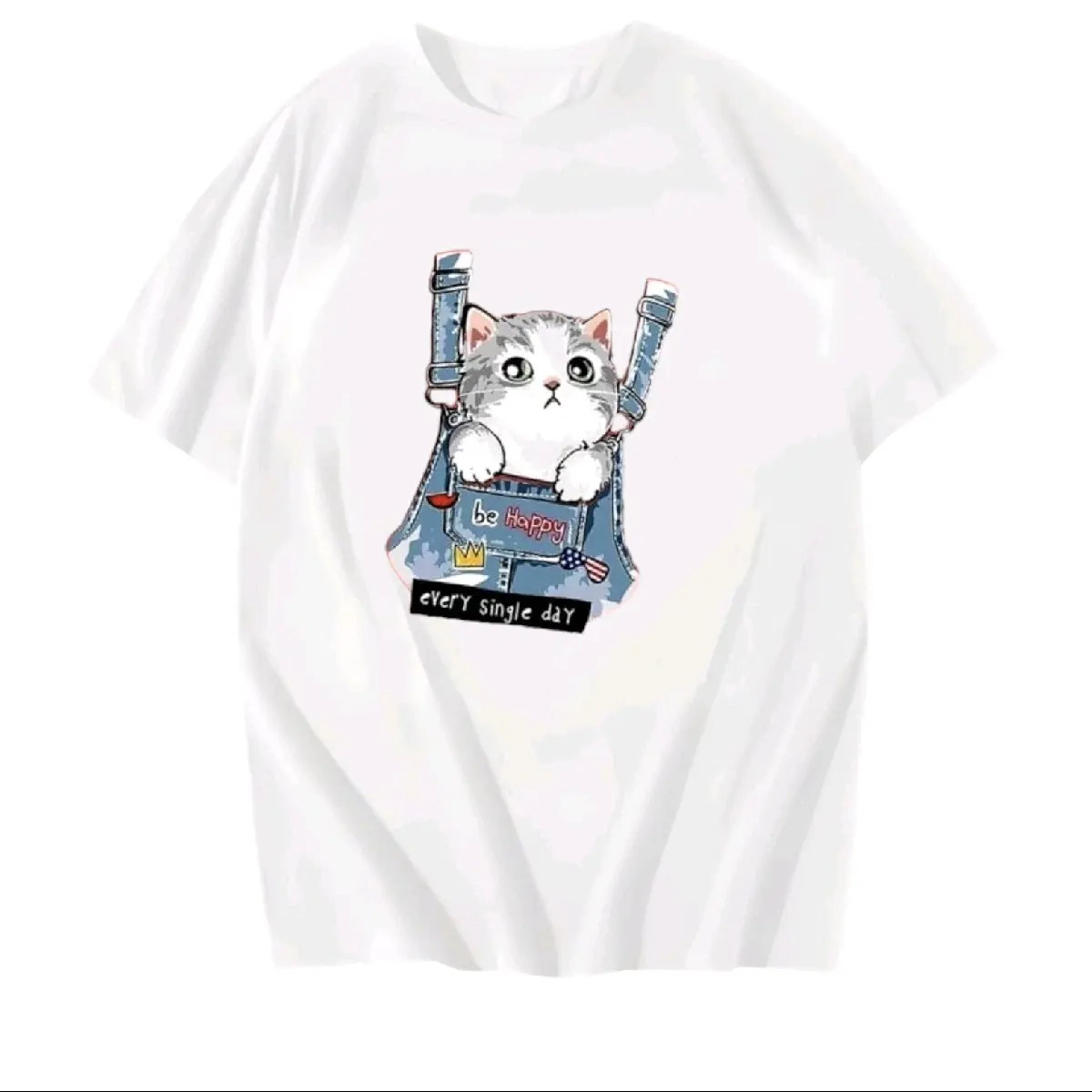 kaos baju wanita pria dewasa gambar kucing