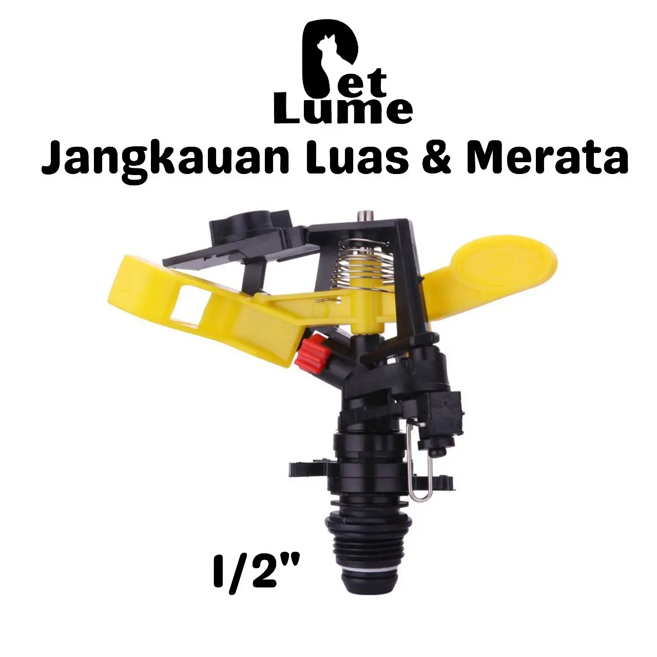 Sprinkler Semprotan Taman 1/2 Inchi PVC Plastik Sprinkle Air Mancur Taman Berputar Jarak 15 Meter PETLUME