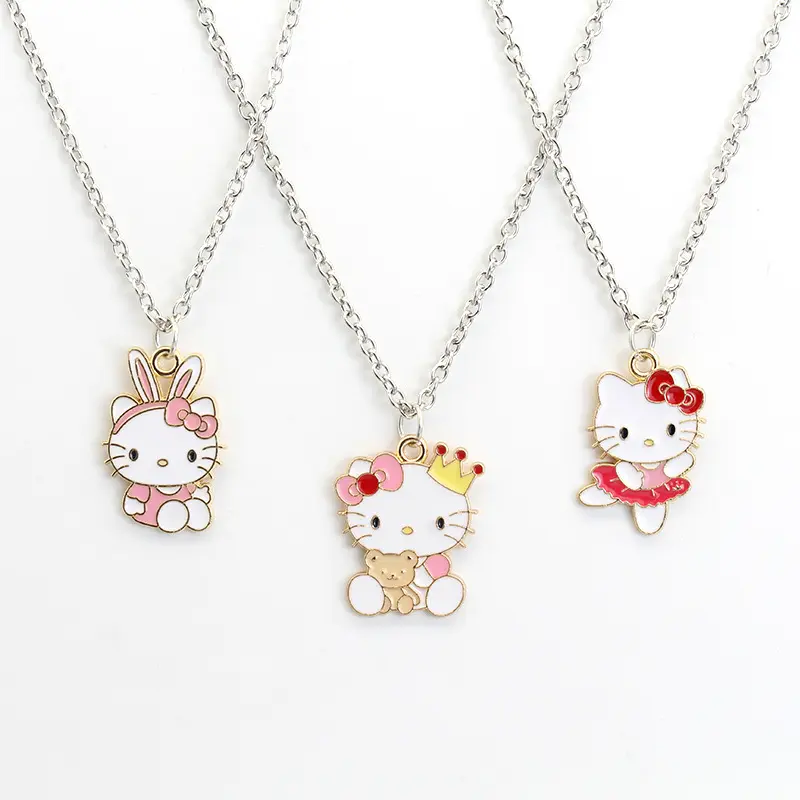 Sanrio-Vòng Cổ Hợp Kim Hello Kitty Cho Bé Gái, Dây Chuyền Xương Đòn, Dễ Thương, Như Trẻ Em, Mèo KT