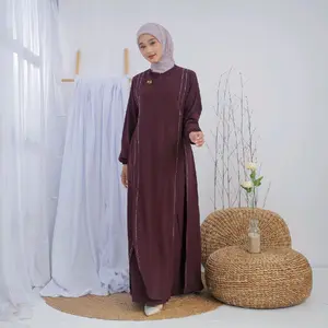 (HALLOVIN) Syahara Dress Abaya swaroski Bahan Sabrina Anti UV Premium muslim wanita BY Hallovin Daily
