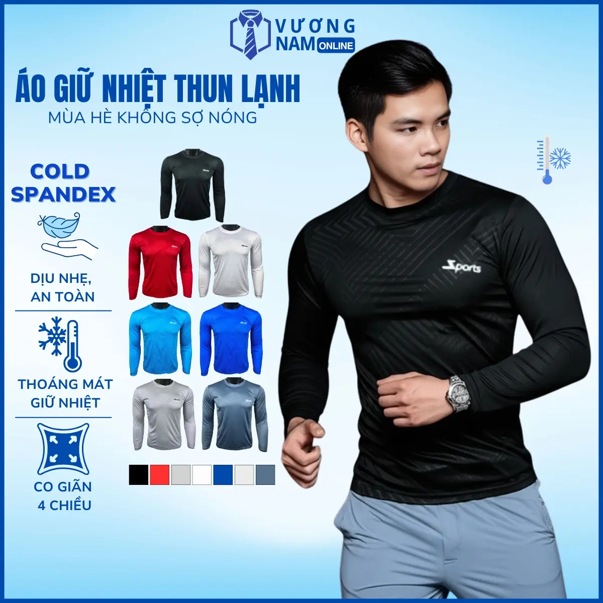 Áo giữ nhiệt nam Thu Đông, áo thun nam tay dài đá bóng thể thao cổ tròn dập vân Top VNO21
