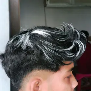 wig penutup botak pria gondes highlight putih