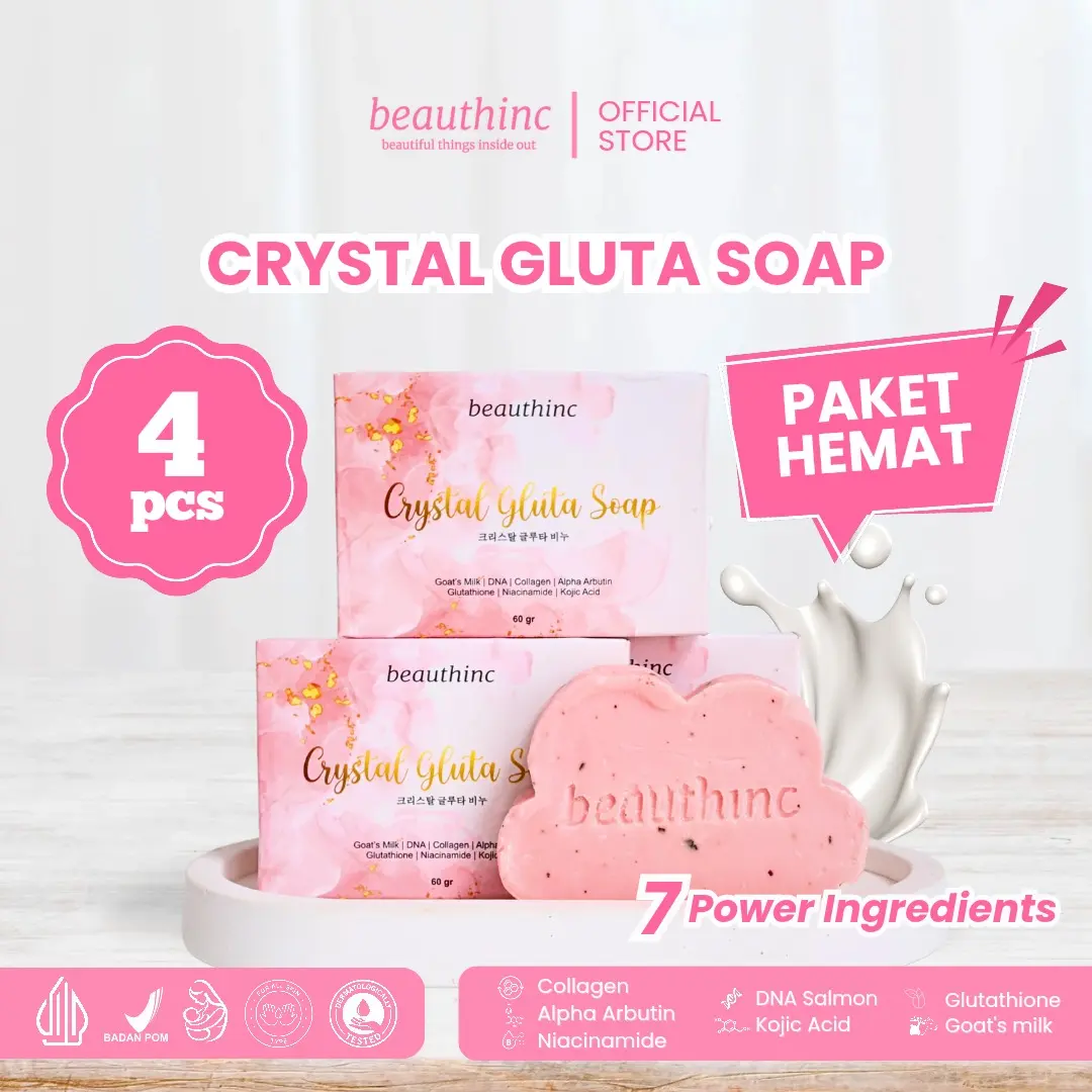 4PCS CRYSTAL gluta SOAP Pencerah gluta white  Vitamin Mencerahkan