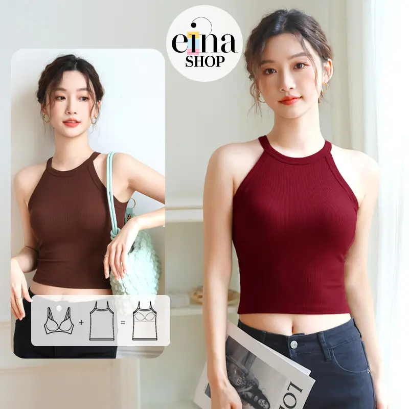 Einashop Vicky Bra Padded Halter Neck Top SG Ship