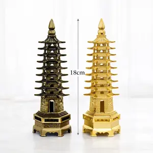 Panjangan Pagoda Fengshui Logam 18cm - Dekorasi Rumah Elegan & Unik - Hadiah Ideal untuk Pecinta Seni - Model Klasik & Desain Mewah