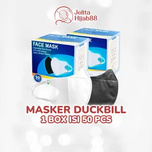Masker Duckbill Garis 3 Ply Face Mask - 1 Box Isi 50 Pcs