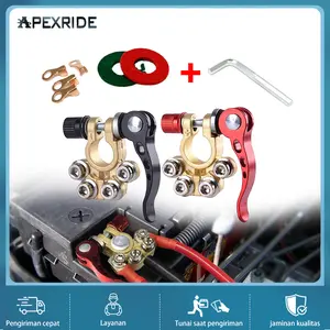 ID-Apexride 2 PCS Klip Kepala Aki Terminal Aki Mobil Aki Terminal Baterai Mobil Klem Accu Mobil Tembaga Murn Aki Quick Release Terminal Accu Mobil 12V 24V Tutup Kepala Aki Mobil Klem Terminal Kepala Aki Mobil