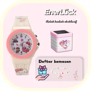 Jam tangan anak-anak perempuan Cocok untuk anak usia 7 tahun lampu LED model analog   dengan tali silikon bermotif kartun untuk  laki-laki dan perempuan