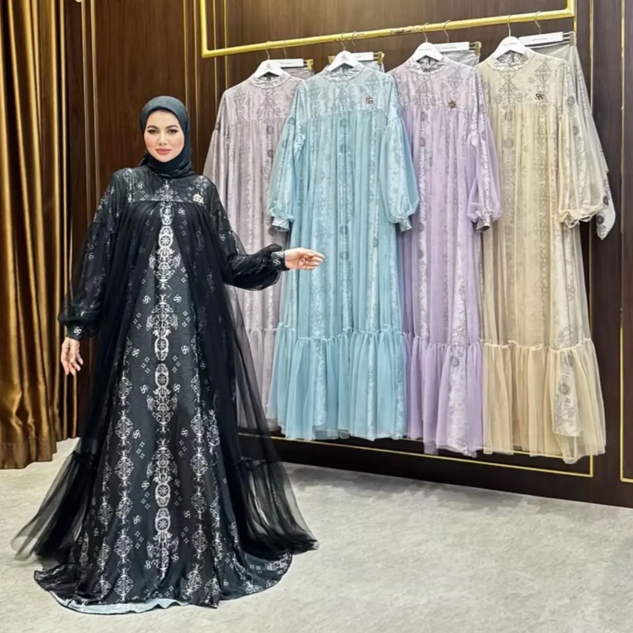Gamis printing set hijab mix tile by shellasaukia