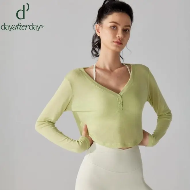 Loose V-neck Yoga Blouse LongSleeve T-shirt Casual Draping Effect Sports Running Fitness Top Lightweight Hollow-out knitted  cardigan Knitwear Womenswear  Knitting Comfort Basic