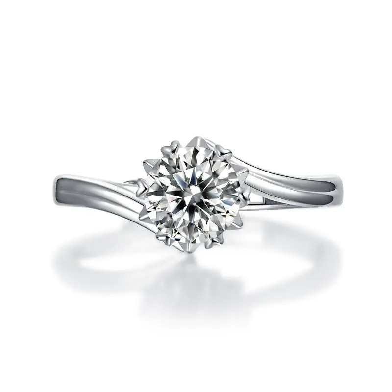 Twisted Snowflake 1.0 Carat Moissanite 925S Silver Plated Platinum Ring
