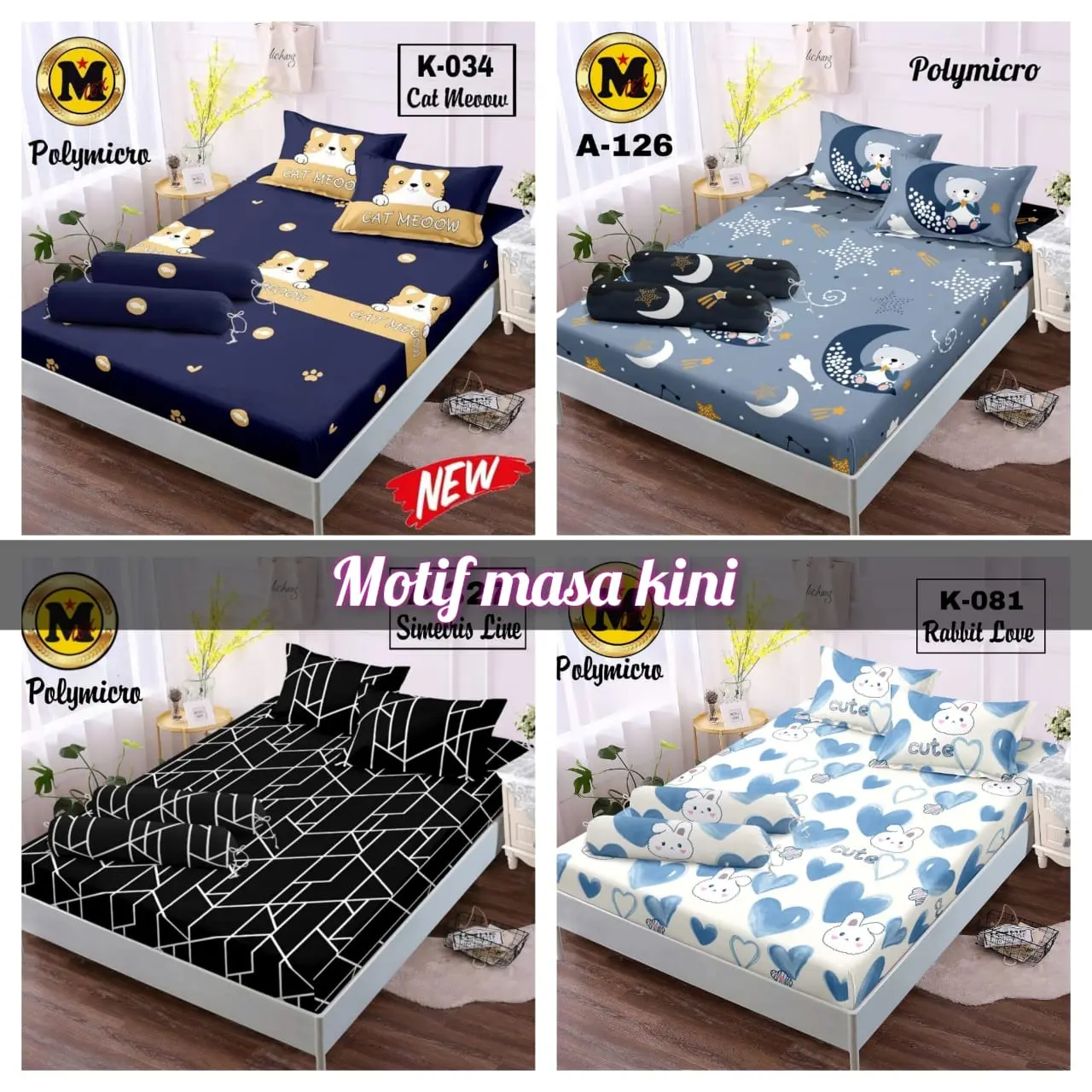 Seprei batangan motif karakter semua ukuran ada murah