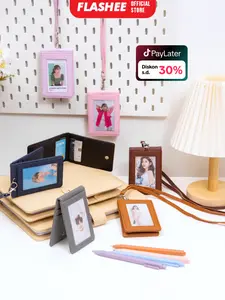 Flashee Lanyard ID Card Holder Harper Lanyard Name Tag Kulit Dua Sisi Bolak Balik Mika Kancing Tali Termurah Berkualitas