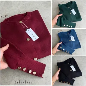 ￼Bytantisa - Cardigan Rajut Polos Viya Lengan Kancing Bahan Lembut