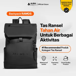 Alba Project - Backpack Ramos - Tas Ransel Laptop Pria Wanita Anti Air Sekolah - Kerja - Laptop Kulit PU