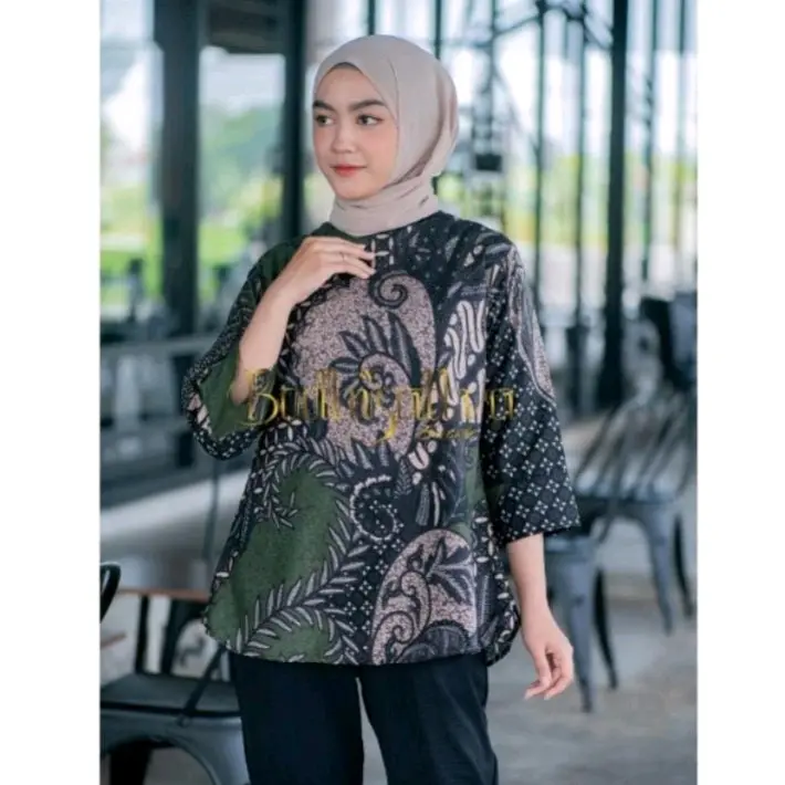 Blouse Atasan Batik Wanita Motif Terbaru JUMBO M L XL XXL XXXL - baju kerja banyak pilihan motif harga grosiran Atasan Panjang Kantor Santai Resmi Bahan Katun