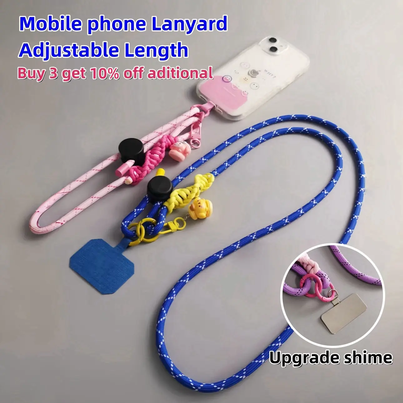 【Adjustable】Keychain Phone Lanyard Can DIY Adjustable Nylon Neck Strap Outdoor Universal Phone Case Crossbody Shoulder lanyardHang Anti-lost Wrist Strap Smartphone Cellphone