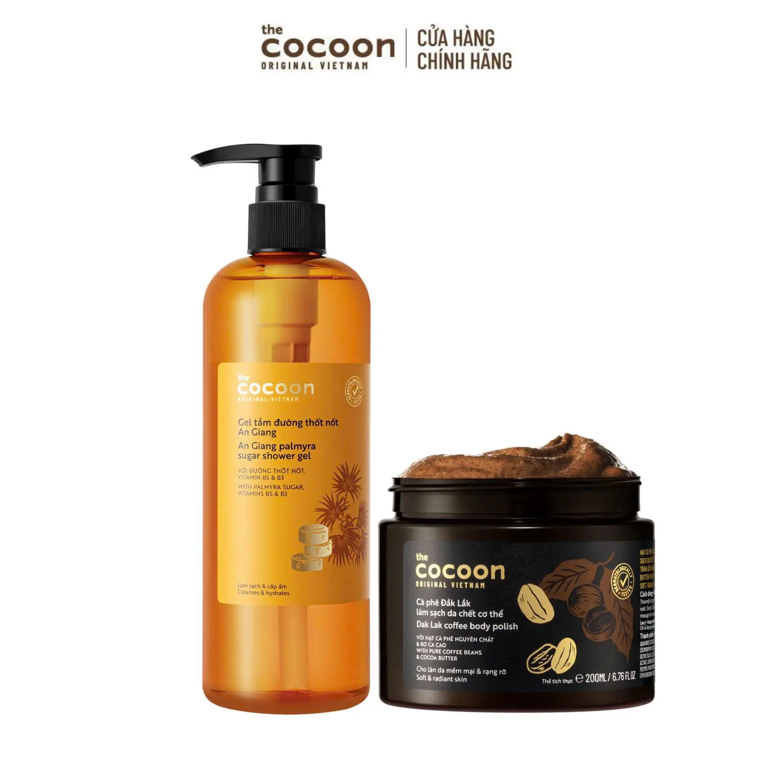 Ảnh đại diện COMBO 1 Gel tắm đường thốt nốt An Giang Cocoon 500ml + 1 hũ Tẩy da chết cơ thể cà phê Đắk Lắk 200ml