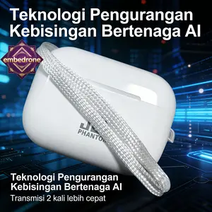 Suara Stereo Kuat, embedrone 2026 NEW PHANTOM Earphone Nirkabel TWS, Baterai Awet Android Earpods, Chip 5.4, Peredam Bising Cerdas, Tahan Air Keringat