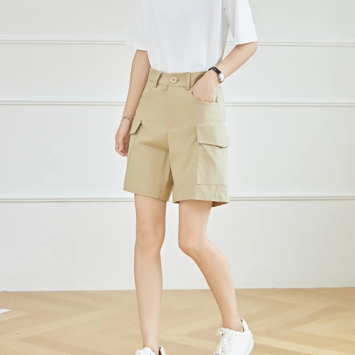 Eyouth Women's Cargo Shorts 20219 - Casual Fitted Athletic High Waist with Buttons