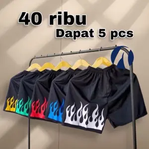 Cuma 40 ribu dpat 5 pcs celana boxer motif api celana pendek Santai Cuma 40 ribu dpat 5 pcs celana boxer motif api celana pendek Santai