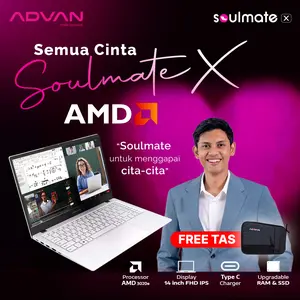 [Exclusive Ibnu Lita] ADVAN Soulmate X 14” IPS FHD AMD 3020e 4GB/128GB Free Windows 11 Original Laptop Notebook Upgradeable