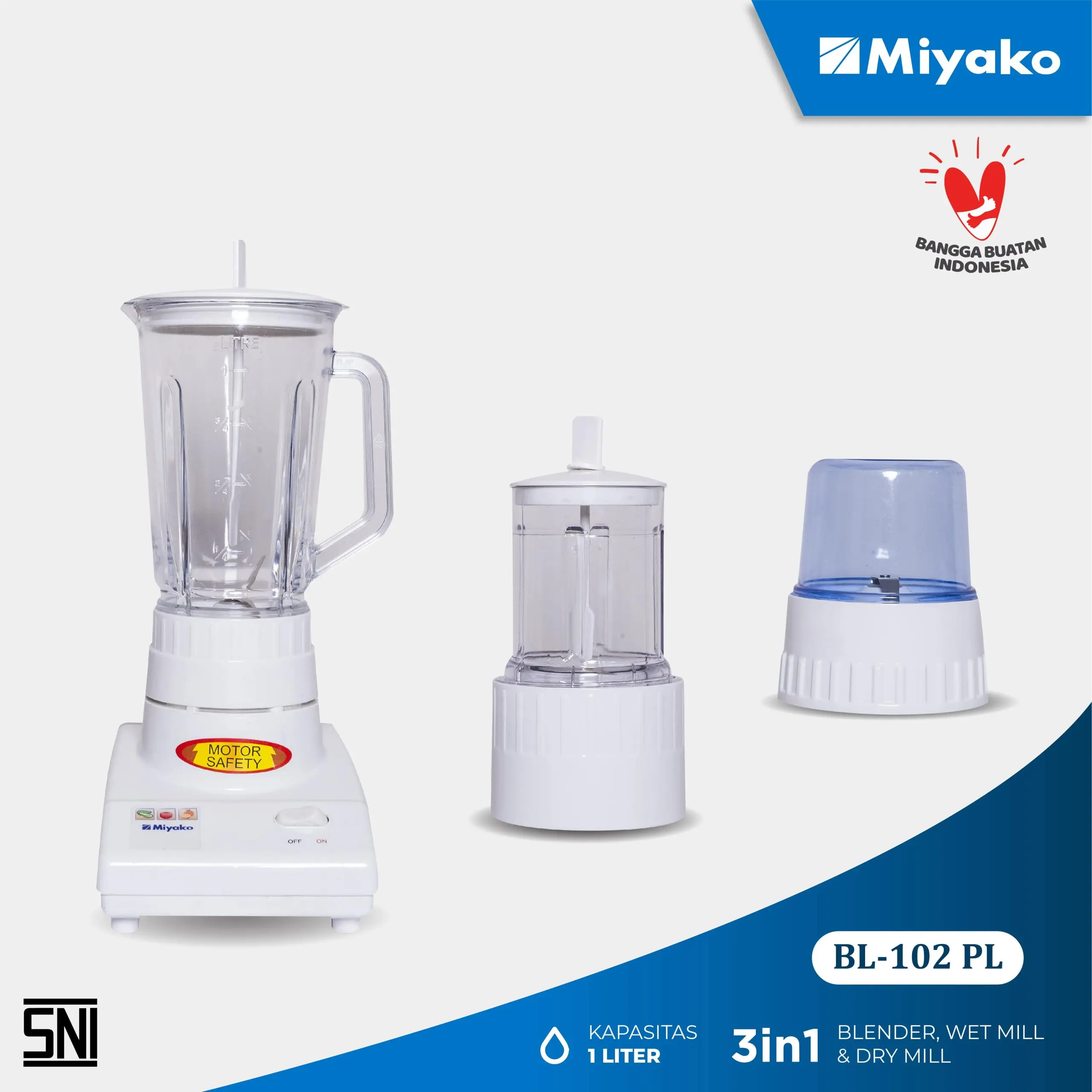 MIYAKO Countertop Blender BL-102 PL Blender Pelumat Jar Plastik 1 Liter