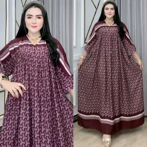 Dress Wanita Belina -Baju Kaftan Wanita  Panjang Katun Rayon All Size Bisa Untuk Ld 110-120 Jumbo Bisa Pakai sampai Ld 120