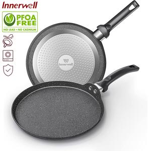 Innerwell กระทะเครปแพนเค้ก 28 ซม. กระทะไข่และพิซซ่า ปลอดสาร PFOA เหมาะสำหรับเตาทุกประเภท