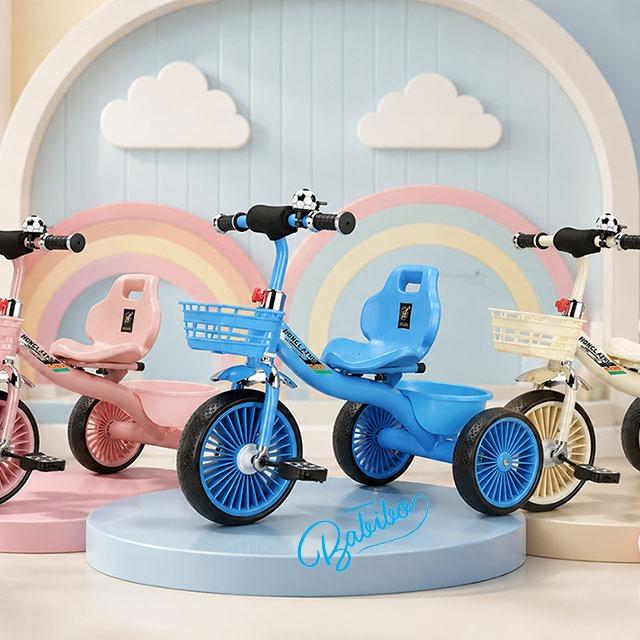 XE ĐẠP 3 BÁNH BABIBO KIDS CÓ GIỎ ĐỰNG ĐỒ KÈM BÀN ĐẠP CHỐNG TRƯỢT CHO BÉ
