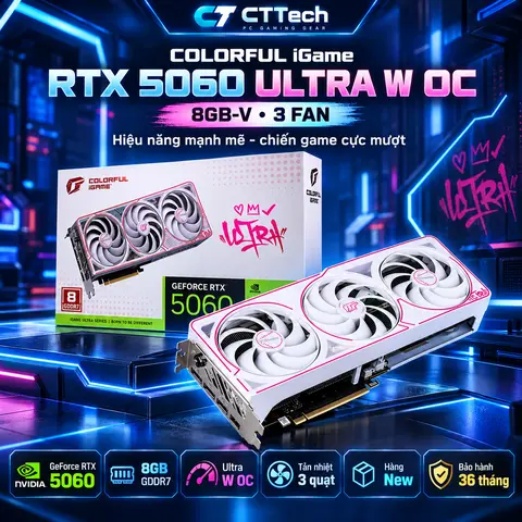 Card màn hình Colorful iGame GeForce RTX 5060 Ultra W OC 8GB-V NEW | Bảo hành 36 tháng